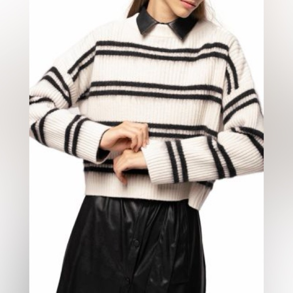 PINKO Striped Women's Sweater boxy cropped merino wool‎